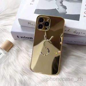 Lyxplätering Make -up Mirror Phone Case för iPhone 15 Pro Max Apple 14 13 12 11 X XS XR Plus Triangle P YL Golden Designer Telefon