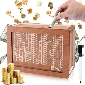 Scatole scatole di denaro giapponese Piggy Bank Counter Money Boxes for Adults Piggy Banks per risparmiare in legno retrò retrò con contatore