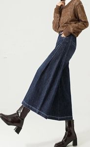 Jeans femminile femminile a lungo lunghezza pantaloni gambe ricamato coscia divisa