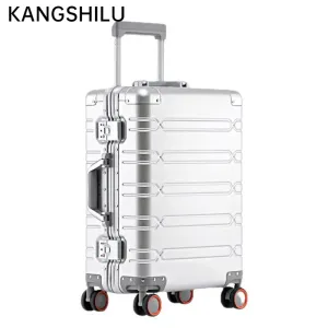 Gepäck Aluminummagnesium Gepäck Kangshilu Alle Legierungs -Reisekoffer Herrengeschäft rollen auf Rädern Trolley Gepäcktransporter Kabine
