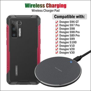 Chargers 10W Qi беспроводная зарядка для Doogee S100 S99 S98 S97 S95 S90 S89 Pro S96 GT S88 Pro Plus V10 V20 V30 Беспроводное зарядное устройство