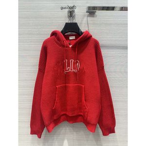 2024 New Spring Milan Runway Sweaters Hooded Long Sleeve Womens Sweater High End Jacquard Pullover Designer Tops 0120-10