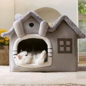 Furniture Soft Fluffy Cat Pet Hiding House Kitten Accessories Furniture Indoor Small Dog Puppy House Winter Cat Rabbit Deep Sleep Bed Nesk