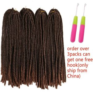 Human Hair Bulks Straight Crochet Braids Soft Faux Locs Braids Hair Dreadlocks Goddess Braids SOKU Ombre Brown Synthetic Braiding Hair For Women 230906