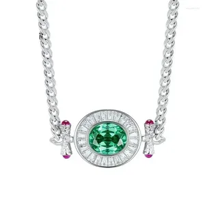 Pendenti Springlady Real 925 Sterling Silver Oval 5ct 9 11m TSavorite sintetico Moissanite Cuba Catene Collane per uomini Regalo per uomini