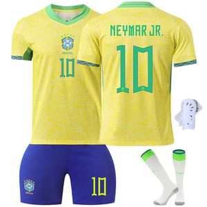 サッカージャージ24-25ブラジルのホームジャージー半袖フットボールキットサイズ10ネイマールサイズ9シャーリソンニューポロスプリング