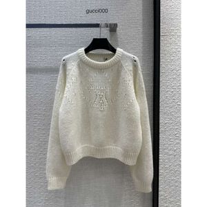 2024 Nuovi maglioni di sfilata di milan primaverili o collo a manica lunga jacquard pullover designer abbigliamento da donna 0114-1