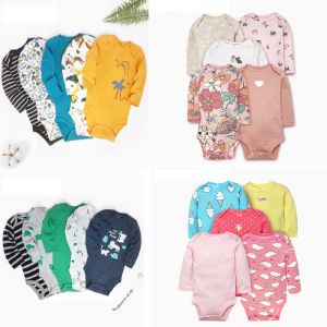 Endelar Baby Long Sleeve Oneck Bodysuit Newborn Boy Girl kläder 2021 unisex nyfödd kostym Rompers Set Cotton 624m kläder