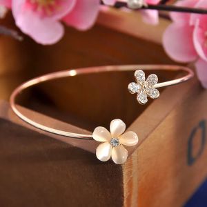 Strands Frauen Girl Fashion Blume Opal Kristall Braps Goldfarbe Manschette Heißverkauf Armband Bangel Charme Schmuck Geschenk Mode Schmuck Schmuck