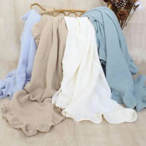 sets INS Ruffled Muslin Cotton Baby Swaddle Blankets for New Born Infant Bedding Organic Baby Accessories Newborn Receive Blanket