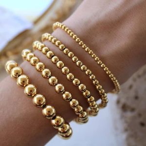 Strands MHS.SUN Trend Stretch Stainless Steel Bracelets Gold Sliver Color 2MM 5MM 8MM Stacked Ball Beaded Bracelet For Women Men Jewelry