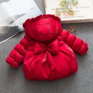 코트 겨울 아기 ​​소녀 활면 면화 패드 가드 후드 재킷 코트 두꺼진 챙을 면밀한 재킷 아이