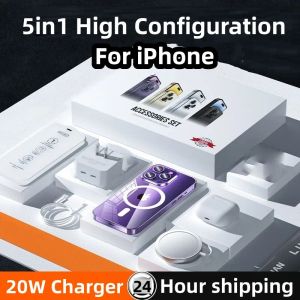 充電器5IN1アクセサリーApple用ワイヤレスイヤホン用ボックスPro Case EU PD20W Fast Charger Cable for iPhone x xs xsmax 11 pro max pro max