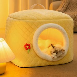 Maty ciepłe zimowe kota gniazdo przenośny kota psa dom komfortowy głęboki sen gniazdo zwierząt do małych średnich kota materiałów dla zwierząt domowych