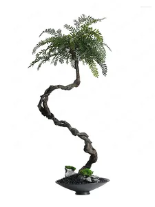 Dekorative Blumen Stille Windsimulationsanlagen Innen Teer Room Desktop Flur Bonsai Baum getrocknete Zweige grüne Dekoration Zen Origination