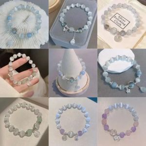 Strängar New Moonlight Crystal Armband Opal Sea Blue Treasure Light LUFURY BLIDE ELASTISKA AMBETE GIRLS KVINNER SMEECHNY ACCHITORS