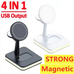 Chargers 15W 3 in 1 Magnetic Wireless Charger Stand For Macsafe iPhone 14 13 12 Pro Max Apple Watch Airpods Fast Charging Dock Station