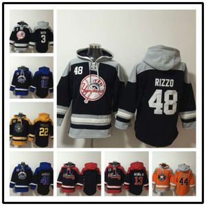 Jerseys New 2022 Embroidered Version Team Men's Pullover with Plush and Thick Hooded Hoodie Baseball Jersey