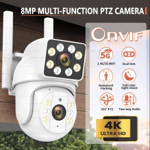 Cameras 8MP 1/3PCS IP Wifi Camera Dual Lens Wireless Surveillance Cameras Outdoor 8x Zoom Waterproof Detect Tracking Color Night Vision