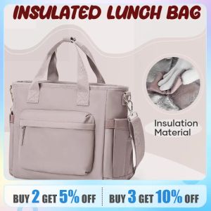 Bolsas Likros lanchonetes isolados para homens, bolsa de lancheira com alça de ombro, almoço de sacola reutilizável para adultos para piquenique de trabalho praia