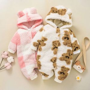 One-Pieces Neugeborene Baby Kleidung 3 bis 24 Monate niedliche Bären Onesies für Mädchen Jungen Langarm Hoodie Winterkind Strampler Kleinkind Jionuit Jumpsuit