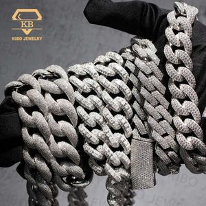 Selling 8mm 10mm 12mm 15mm Moissanite Cuban Link Chain 925 Sterling Silver Hip Hop Jewelry Iced Out Diamond Cuban Link Chain