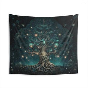 Tapestries Whimsical Tree Of Life Wall Tapestry Glowing Aesthetic Dreamy Altar Cloth Meditation Room & Yoga Studio Decoration