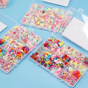 ストランド1セット女の子用ブレスレットネックレスのためのアクリルDIYハンドメイドビーズキットDIYジュエリー作成クラフトかわいいハートマテリアルアクセサリー