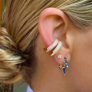 Earrings CANNER Classic Cshaped Luxury Colors Stone Ear Cuffs for Women Clip on Ear Round Earring Nonpierced Earrings Fine Jewelry Gift