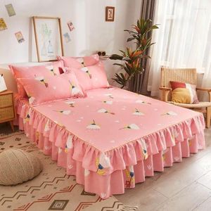 Scapa da letto Principessa coreana Wind House HomomE Minimalist Anti Slip bordo a doppio strato Letto Bellissimo foglio di letti in pizzo