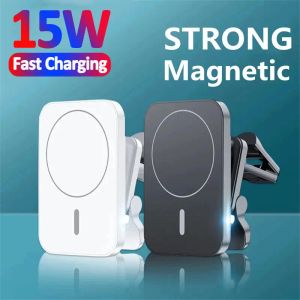 Chargers 15W Magnetic Wireless Charger Car Air Vent Stand Phone Holder Mini Fast Charging Station For iPhone 12 13 14 Pro Max macsafe