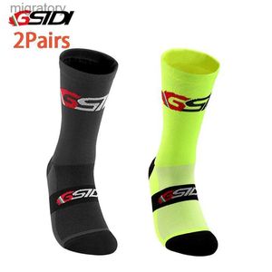 Men's Socks Gsidi -Mens and Womens bicycle Socks 2ペア屋外スポーツプロフェッショナルロードサイクリングマウンテンサイクリングyq240423