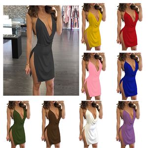 Vestido feminino de praia sem mangas praia mini vestido dividido mulheres saia de verão festas de casamento vestidos casuais clubes de toupeiro bodycon mulheres vestidos sexy urbanos