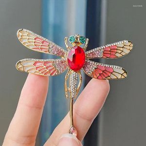 Keychains High-end Style Smart Painted Dragonfly Brooch Micro-set Diamonds Metal Badges Pin Coats Suits Accessories For Men And Women
