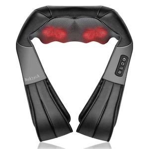 Shiatsu Neck and Back Massager med lugnande värme nekteck elektrisk djup vävnad 3D -knådande massagekudde för axelben BO 240415