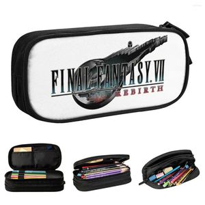 Grande caixa de caneta Final Fantasy 7 VII Rebirth Game Office Supplies Double Cayer Case Lápis Stationery Women Makeup Bag