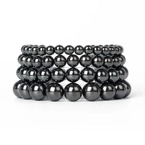 Strängar Fashion Energy Stone Hematite Beads Armband Men Nature 420mm Reiki Healing Magnetic Armband för kvinnor Skydda hälssmycken