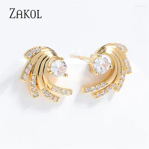 Studörhängen rakol personlighet virvelform zirkoniume för kvinnor geometriska mode c -formade örhänge party dagliga smycken