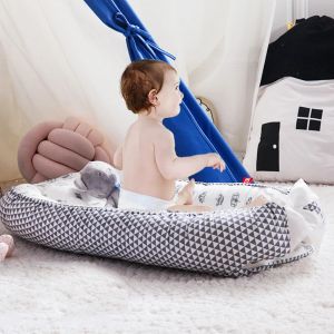 Kudde enkel baby bo säng med kudde bärbar spjälsäng resesäng spädbarn småbarn bomullsvagga för nyfödd baby säng bassinet stötfångare