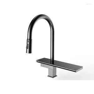 Kitchen Faucets Pull Down Sink Faucet 304 Stainless Steel Waterfall Tap