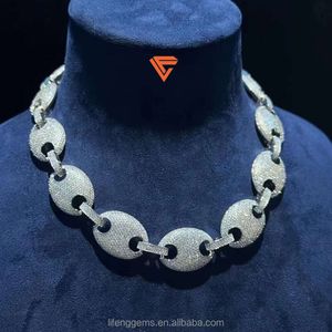 Collana personalizzata da 20 mm scintillanti di lusso hip hop hip hop naso moissnaite cranica glace out diamond cuban glink catena for uomo