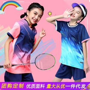 Tênis de mesa infantis de camisas de futebol, badminton, camisa de futebol, competição esportiva, traje de treinamento de mangas curtas, terno de tênis para meninos e meninas
