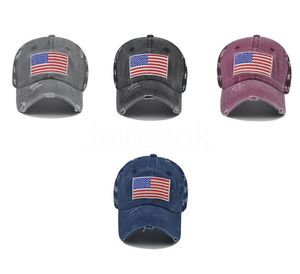 Chapéus de cowboy Trump Baseball Caps lavados bandeiras americanas Estrelas Mesh Cap Sunshade Party Hat DD218