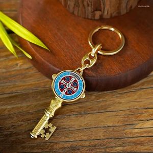 Keychains Key Shape Enamel Benedict Double Sided Metal Keychain DIY Accessories Fine Religious Souvenirs Holiday Gifts Die-Casting Crafts