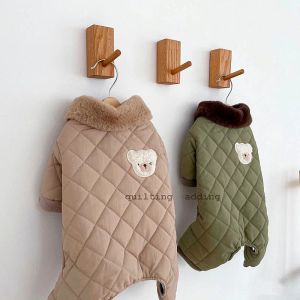 Rompers Pet Clothes Autumn Winter Medium Small Dog Thicke Jumpsuit Warm Wool Fashion Coat Kitten Puppy Sweet Cotton Jacket Chihuahua Pug