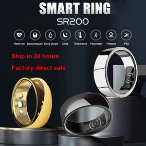 Smart Ring SR200 Gold Heart Rate Blood Pressure Blood Oxygen Temperature Sleep Calories Health Multilingual Fitness Tracker Ring 240414