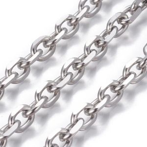 Colares 10m 304 cadeias de cabos de aço inoxidável Link Cruz O Cadeir -Chain Underlded for Men Mulher Rolo Colar 3 4 6 7mm de largura