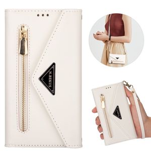 Brieftasche Telefonhülle Multifunktionales iPhone-Hülle Handgelenksgurt Leder 3-fach Skin-Feeling Flip Kickstand Cover Reißverschlussmünze für iPhone 14 13 12 11 Pro Max XR X Plus