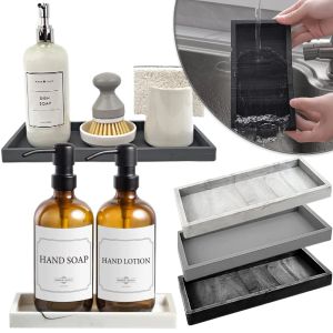 Racks Silicone Decorative Tray Countertop Vanity Tray Makeup Organizer Perfume Shampoo Soap Dispenser Storage Tray Kitchen Accessories