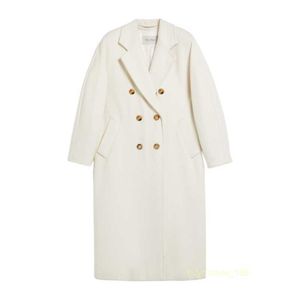 Women's Coat Cashmere Coat Luxury Coat MAX Maras Womens White Wool Cashmere Beaver Double Breasted Coat
